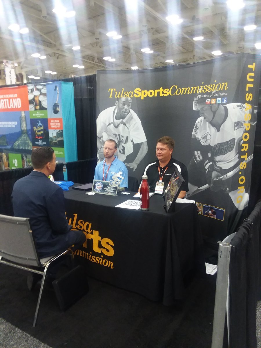 Check out our team members @markhargis and @Matthowe selling #Tulsa as a top-tier sports destination at the TEAM 2018 conference in Louisville, KY.  #teamTulsa  #TulsaTourism