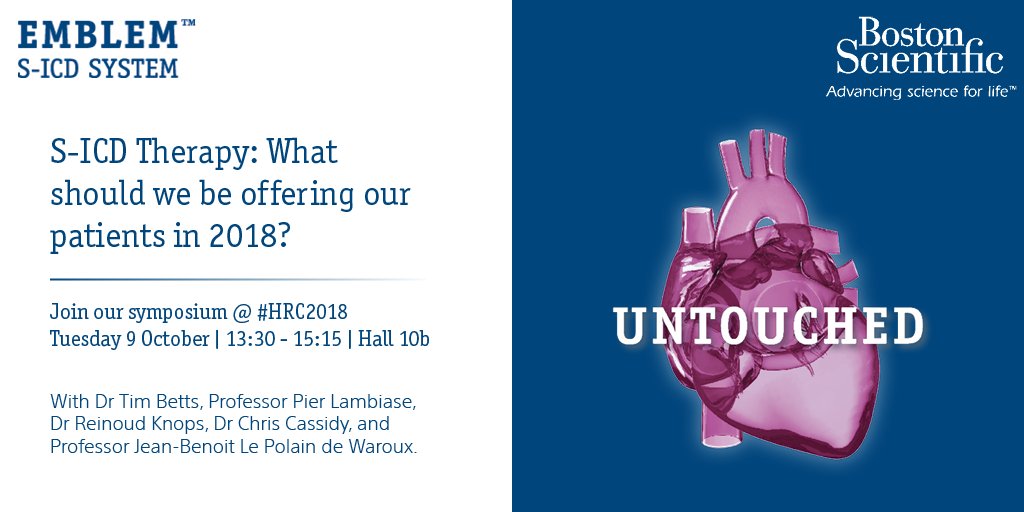 BSC_RhythmUK's tweet photo. #SICD Therapy: What should we be offering our patients in 2018? Don’t miss talks from Prof. Pier Lambiase, @KnopsReinoud, Dr. Chris Cassidy &amp; Prof. Le Polain #HRC2018 https://t.co/lZCImSHJx3