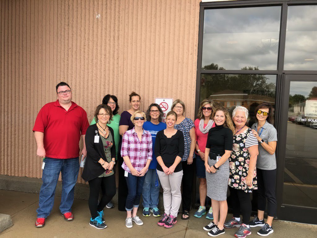 Telligen's tweet photo. Employee-owners in our WDM and IME offices got their walk on today for the @HealthiestIowa Annual Walk! #GetYourWalkOn2018 https://t.co/X6Y6KdPbb8