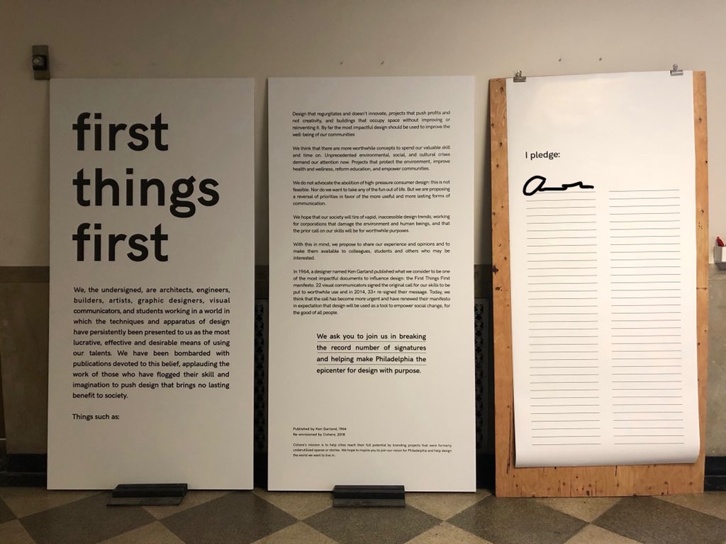 cohere_co's tweet image. Looks like the almighty @CJordan_AIA is the first signature on our #firstthingsfirstmanifesto @DesignPhilly #designpurpose