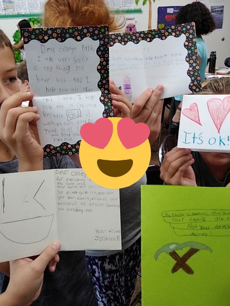 Cheering up our friends at College Park Elementary School in Wilmington, so sad!!@DRESdragonflies#hurricaneFlorence#DRESpride