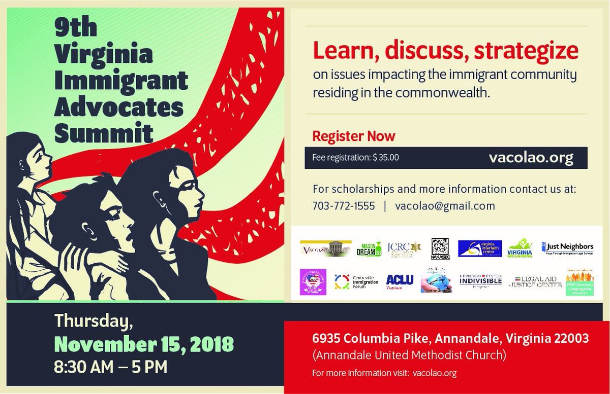 VACOLAO's tweet photo. Advocating for immigrant rights in Virginia: https://t.co/I7ClhMC8sK
@MasonDREAMers 
@msfmary @holaedgar 
#VAImmigrantSummit https://t.co/FU744NV5df