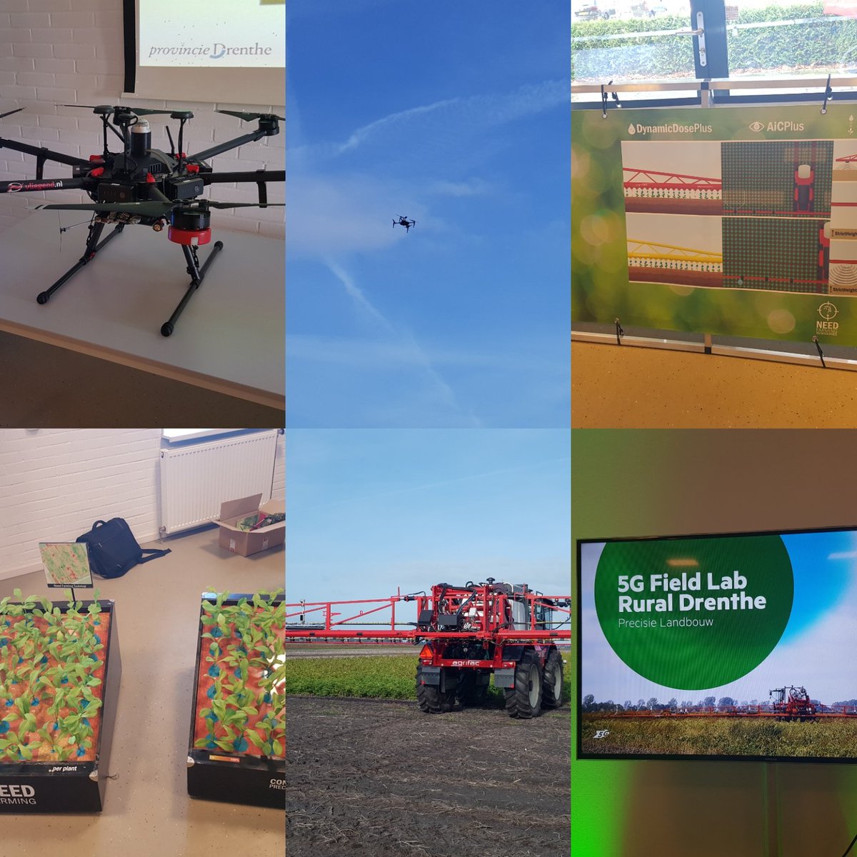 Berndsloots's tweet photo. Fotoimpressie van vanochtend @InnovatieVeen @Agrifac @KPN @ProvDrenthe @DroneHubGAE @WUR Pilot 5G Field Lab met als testcase variabele loofdoding. #toekomstgerichtelandbouw #innovatiecentrum #boerbewust #techniek #toekomst #akker #futurefarming #5Gnetwerk https://t.co/VDNuBbxsJ4