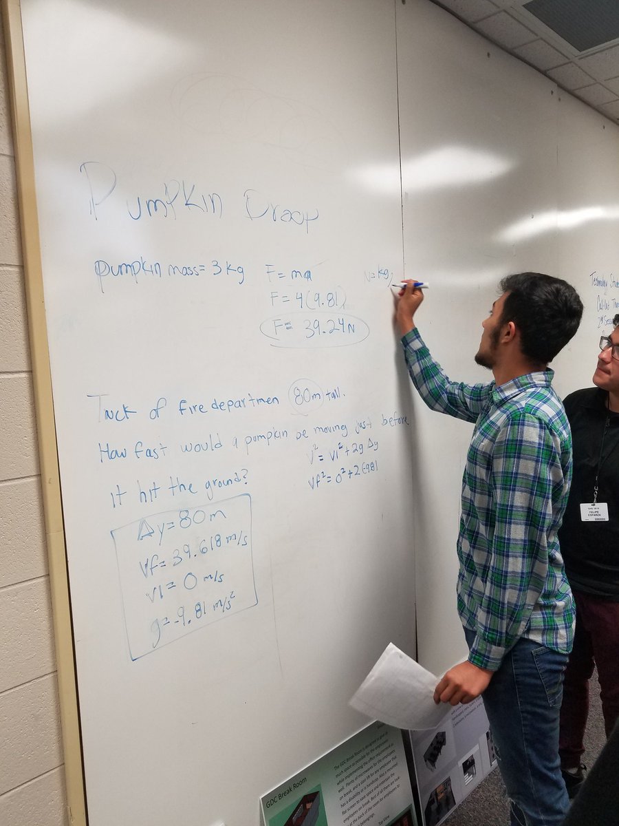 GHSEngineerTech's tweet photo. Shout out to @GHSMrWolf for involving his physics classes in #PumpkinDrop2018 Within 30 seconds of entering #EngDesDev class, his shared students took over my board/class! #Lovethis #excitedengagement https://t.co/dfMb7k4oVx