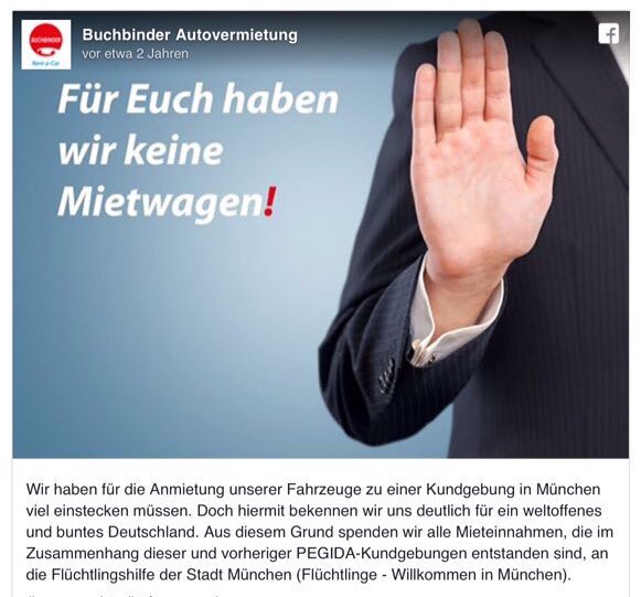 Fabian Hickethier Wie Autovermieter Buchbinder Damit Umgeht Dass Immer Wieder Nazis Pegida Und Afd Anhanger Ihre Wagen Mieten Auf Kundgebungen Vor Laufenden Kameras Abstellen Alle Einnahmen Dieser Anmietungen Spendet Buchbinder
