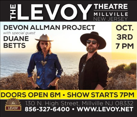 highnoteblog's tweet photo. Two legendary names are coming to Millville - The @devonallman Project tonight Wednesday, Oct. 3 at the @levoytheatre in #millville https://t.co/7IEcJCd3L7
@MrDuaneBetts #devonallmanproject #devonallman #duanebetts #newjersey #levoytheatre https://t.co/BsSpvZlI0s