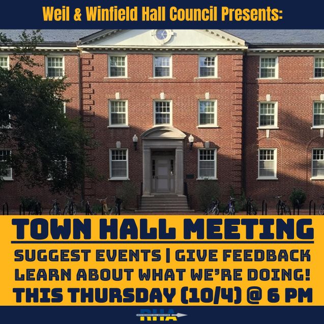 Have a program idea? Want to share what's on your mind? Want to socialize with others and get involved in W&amp;W? Come to our first Town Hall this Thursday (10/4) at 6PM! We would love to hear from everyone, help us put on the best events that we can! Hope to see you there!