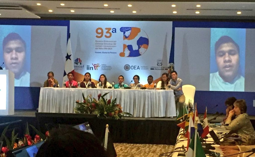 SIPINNA_MX's tweet photo. Brayan Michaca, adolescente originario de Tijuana 🇲🇽, participa a distancia en la Mesa Intergeneracional de la 93a Reunión Ordinaria del Consejo Directivo del @IINOEA en 🇵🇦. Es la 1a vez que #NNA asisten a la Reunión: “somos sujetos activos, no decorativos”. #SIPINNA https://t.co/4z0Pu1UpTF