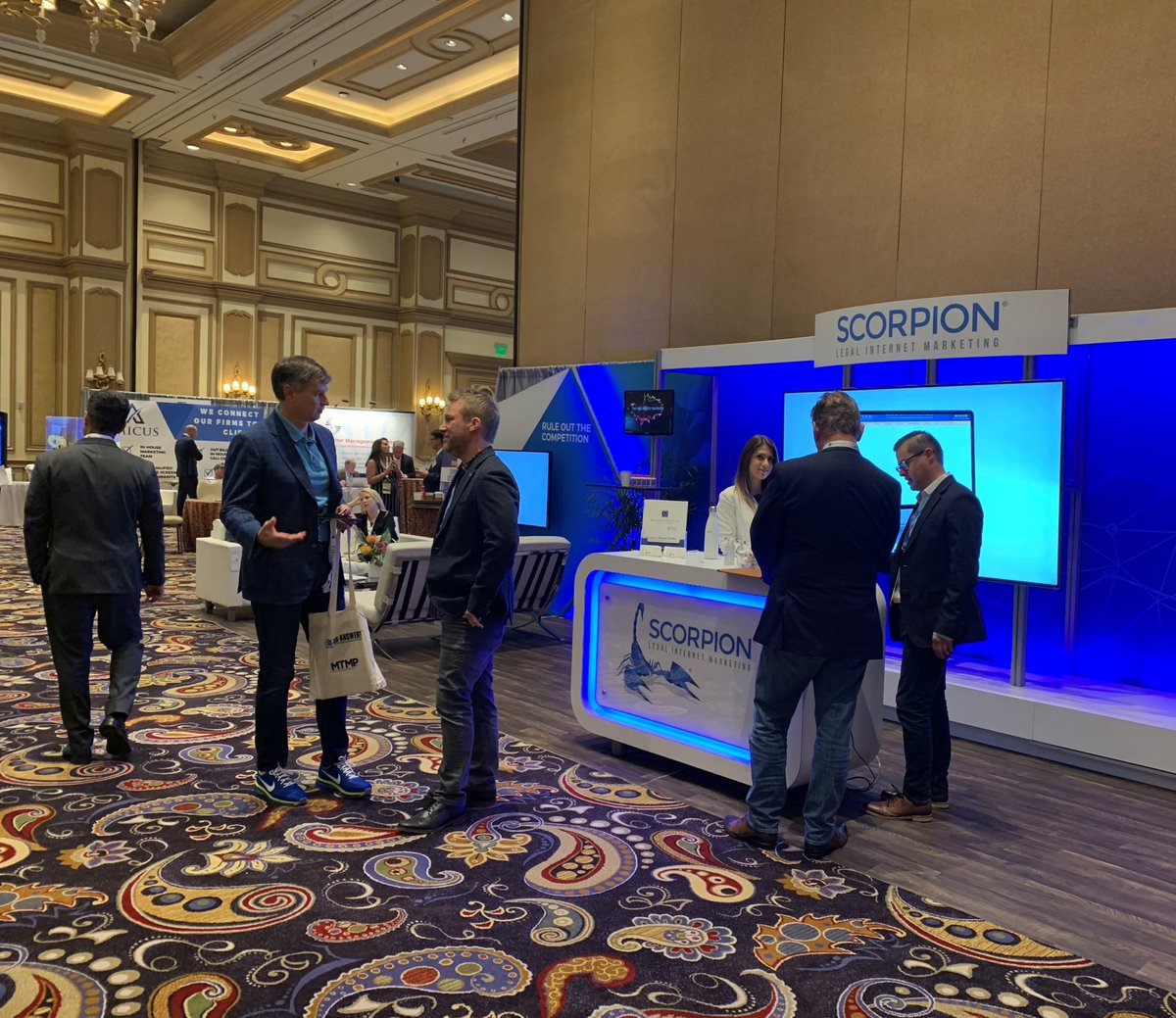 Scorpiondotco's tweet photo. Today’s the first day of @mtmpseminar! We’re having an awesome time. Did you have a chance to see Ben Fiandaca during this morning’s panel? Stop by our booth to chat with Ben and meet more of our legal marketing experts. #MTMP2018 #ScorpionMTMP https://t.co/Sgs1FBgzXf