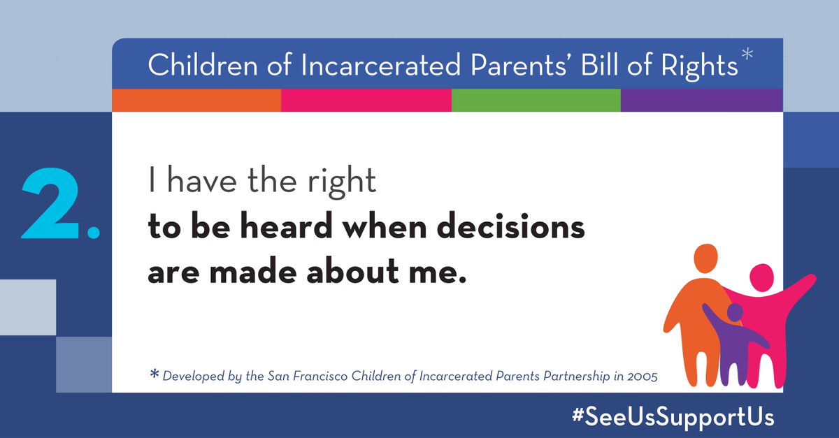 CTCIPInitiative's tweet photo. #SeeUsSupportUs #8DaysofRights Children of Incarcerated Parents Bill of Rights #2: Listen to what children say they need https://t.co/WRWJnJdVhW