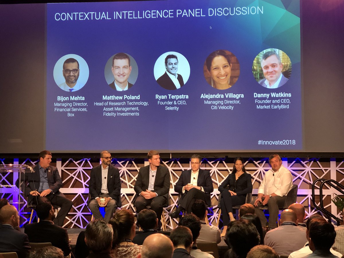 Symphony's tweet photo. Join @BoxHQ @Fidelity @Selerity @Citi @mktearlybird on the Contextual Intelligence label happening at #Innovate2018 now! https://t.co/l48NtPqlD3