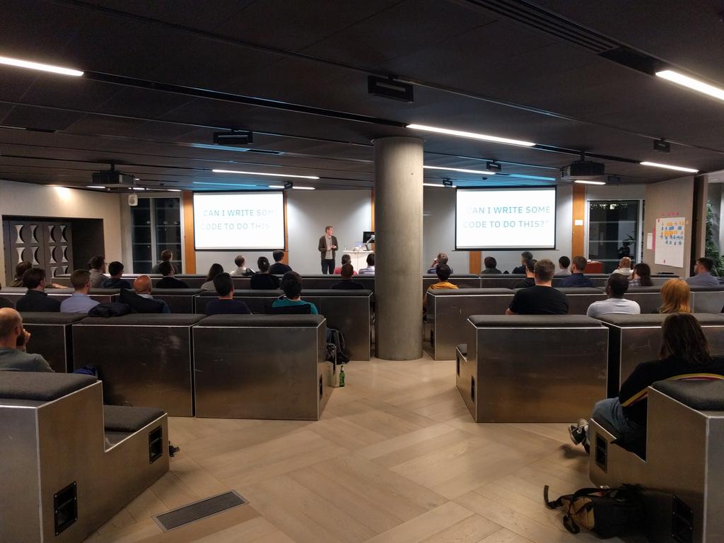 PaulDJohnston's tweet image. It&apos;s @thomasj in full swing at #serverlessLDN