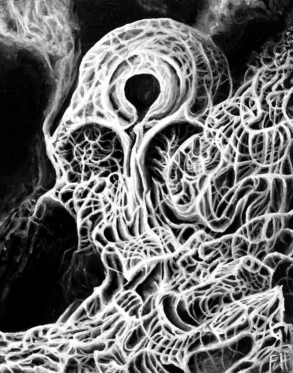 FrankHeiler's tweet image. "Distortion Gaze"
Acrylic on Birch wood panel
8" x 10"
May 2015
For Sale:
bit.ly/2P5jOQV

#DarkAbstract #DarkSurrealism #Surreal #OutsiderArt #AbstractSurreal #horrorsurreal #corpse #demonart #deadbody #rot #lowbrow #fantasyart #surrealism #surreal #cardart #gameart #art