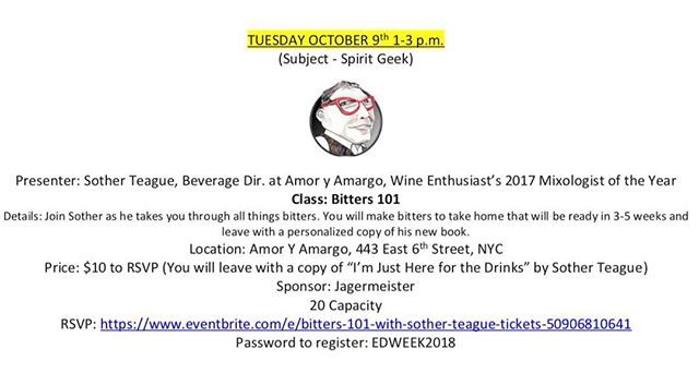 Join us for Seminar #2 next Tuesday. Open to current USBGNY members only. #usbgedweek #usbg #usbgny #bitters ift.tt/2DQLurw