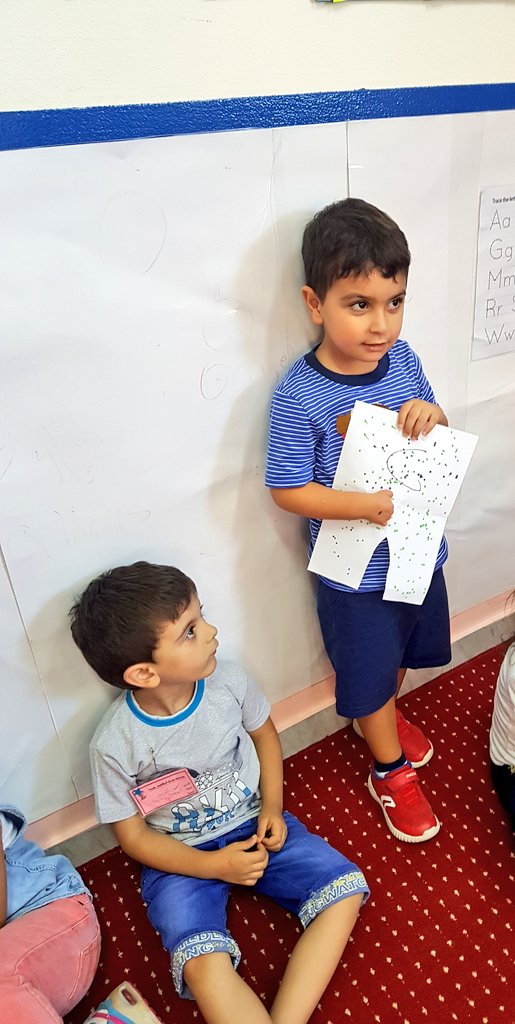 GhadaFahed2's tweet photo. Bassam presenting his creative work to his classmates #dots #vertical_line #creativity #ViewingandPresenting @DawhaHighSchool https://t.co/NLJdHmiqDi