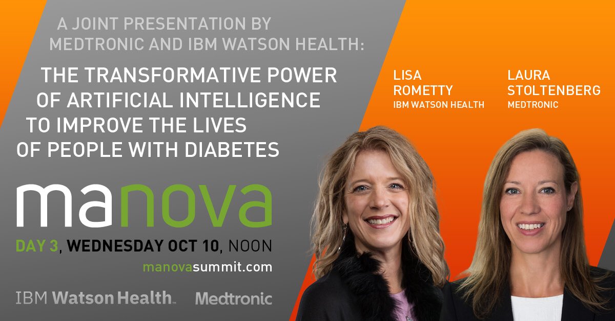 RT IBMWatsonHealth 'Don’t miss Lisa_Rometty and MDT_Diabetes at the ManovaSummit next week on the intersection of science and technology to benefit people living with #diabetes '