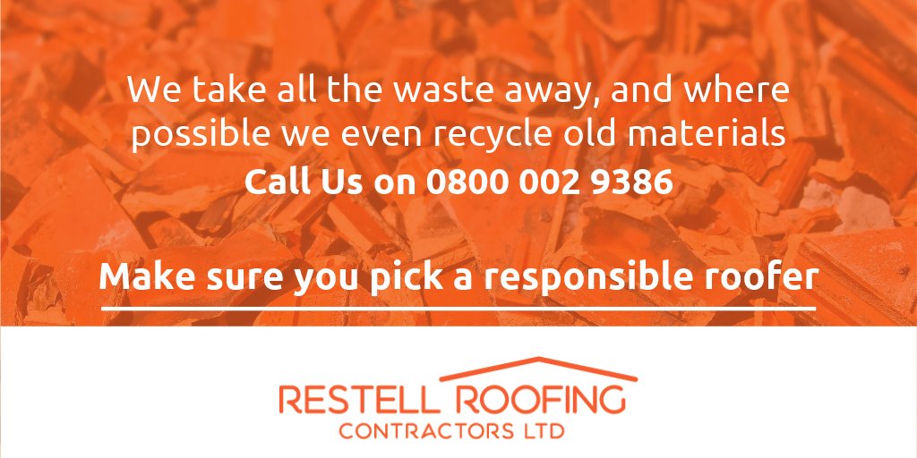 Restellroofing's tweet photo. We take all the waste materials & clean up, where possible we even take old materials for recycling, for a #responsible #roofer then give us a call on 0800 002 9386 or visit https://t.co/FY01jtiKuM #BirminghamRoofer #Roofers #RoofingCompany #RooferNeeded #MidlandsHour #Roofer https://t.co/zydOTITkJh
