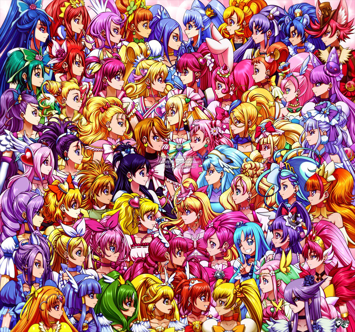 Jadenkaiba ジェイデンカイバ Fan Art Time With All 56 Precures Max Heart To Hugtto With Cure Echo A La Marvel Vs Capcom 1 Format For The 15th Anniversary Of The Pretty Cure
