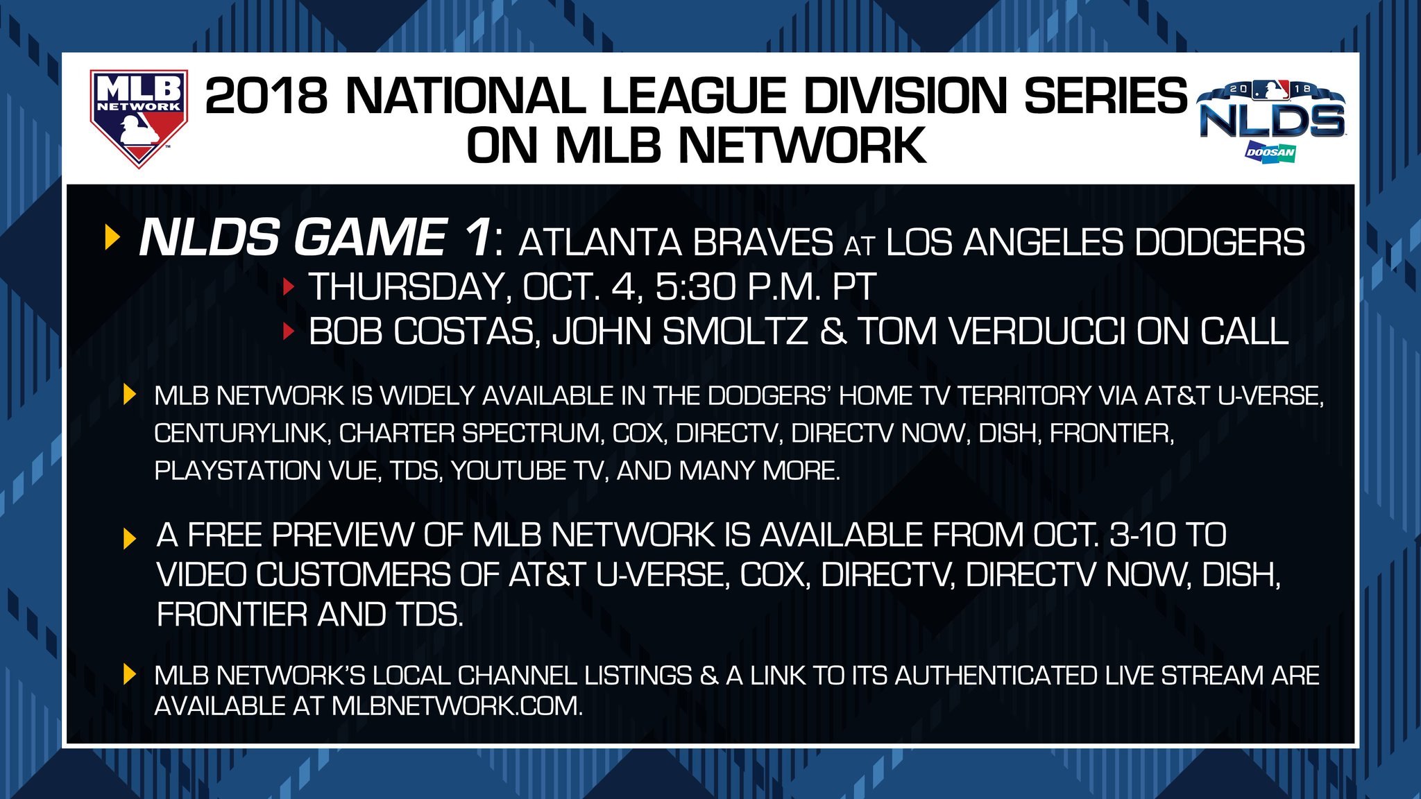MLB Network  Hey New York Yankees fans the latest info on where you can  find MLB Network to watch Game One on Friday  Facebook