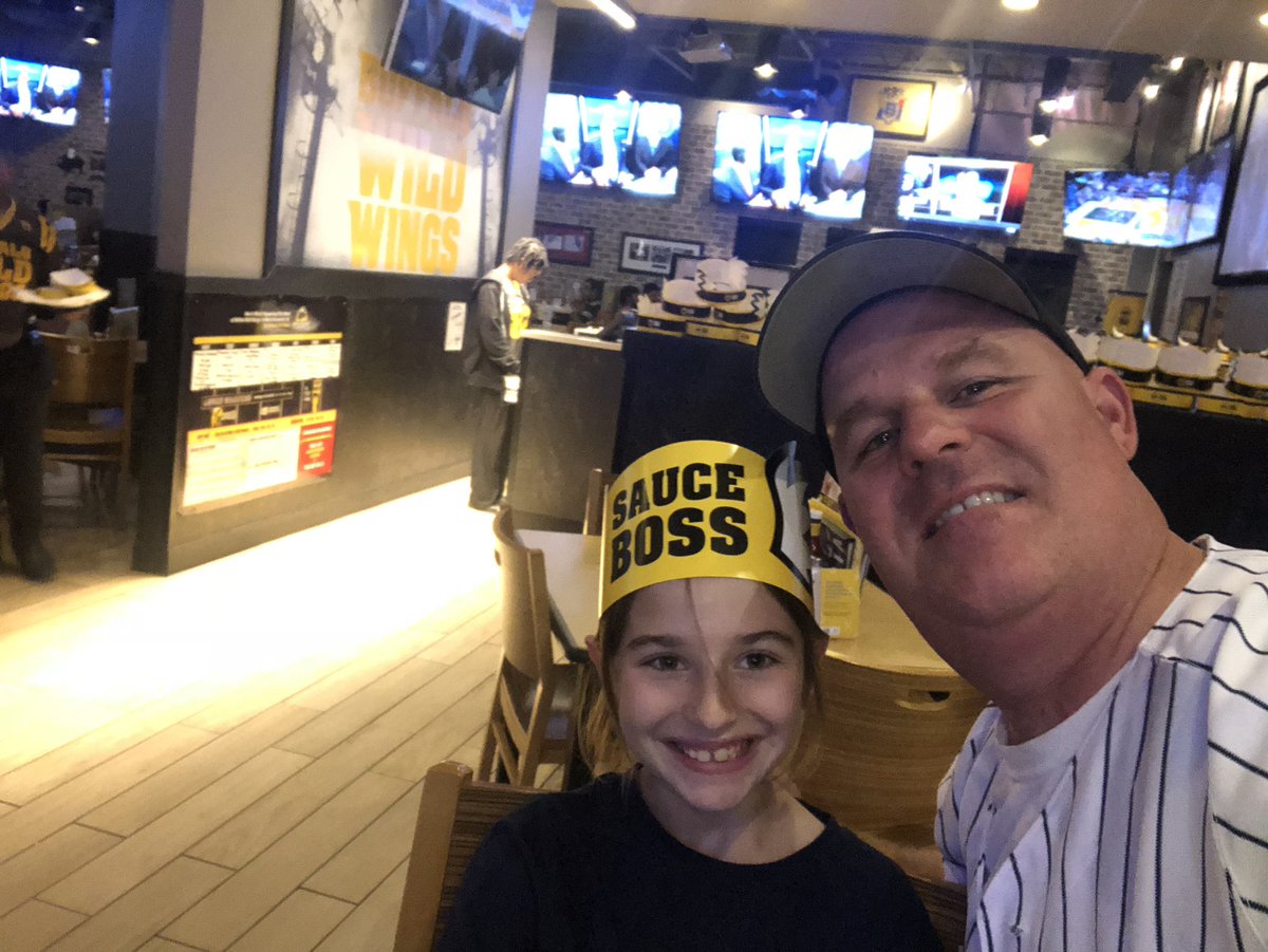 jaymz5150's tweet photo. I am about to enjoy @Yankees at @BWWings with my daughter she loves the Yanks like her Daddy #family #webleedpinstripes https://t.co/MzrUp9GkvB