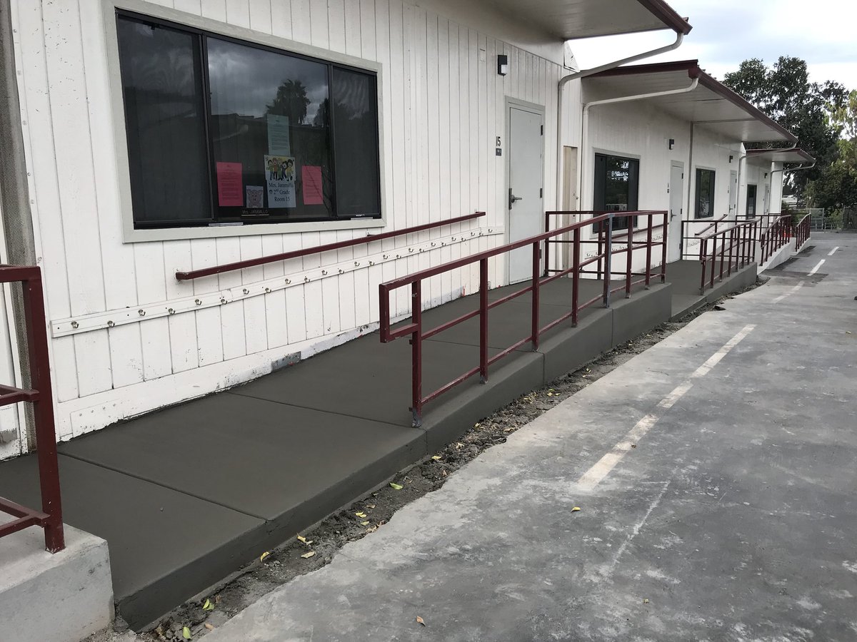 SC_NSD's tweet photo. Rancho: Contractor installing new concrete ramps to modular classrooms.#NSDnow https://t.co/X3QPaZ1amq