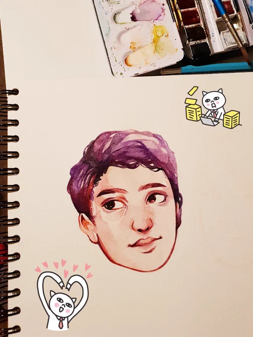 Invested in a watercolour sketchbook from my uni's art store annnd it's so nice ,,, #watercolor #sketchbook #wip (#InternationalBoyfriendDay heh) 