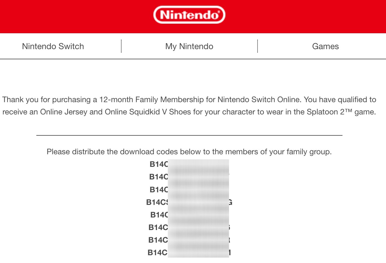 nintendo switch online family membership code