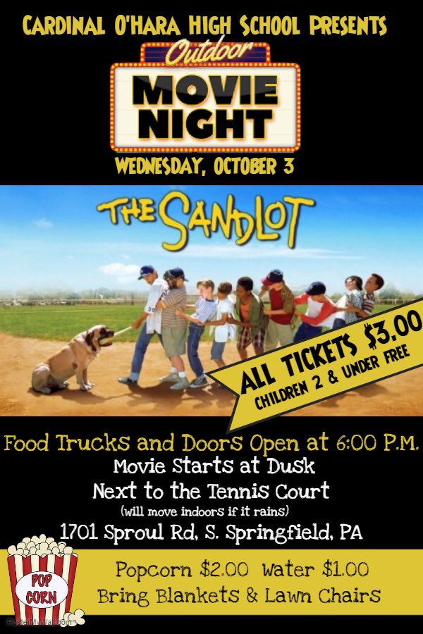 Make sure to come by movie night tonight starting at 6 pm!!!!