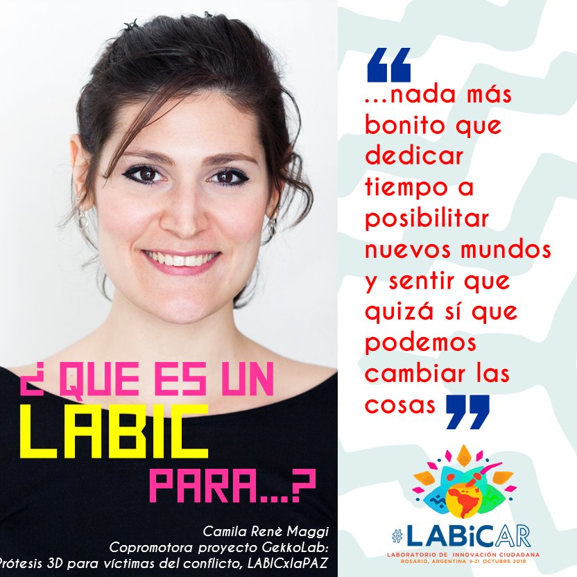 InnovaCiudadana's tweet photo. Luego de trabajar en el #labicxlapaz en el proyecto Gekkolab: prótesis 3D para víctimas del conflicto armado en Colombia, @milacamomilla nos cuenta qué es un LABIC para ella. Justo 6 días antes de comenzar el #LABICAR!!
👇🏾
https://t.co/UTXYcHVnJ0 https://t.co/wkN5tQ80VP