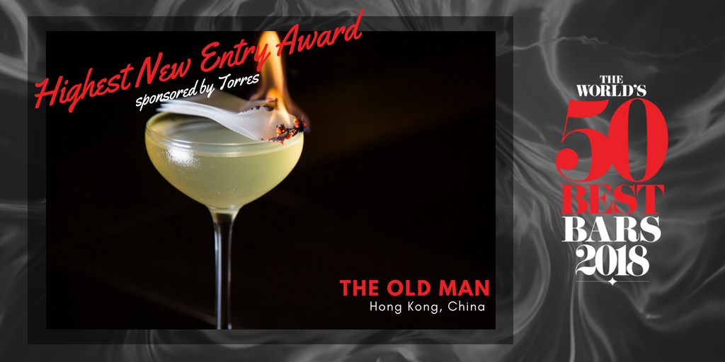 Entering the list at No.10 also means that The Old Man in #HongKong is wins the Highest New Entry Award, sponsored by Torres. #Worlds50BestBars #HighestNewEntry #TheOldMan