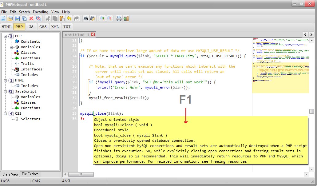 PHPNotepad's tweet image. #php #editor #development #webdevelopment #webdev
The new version (1.7.1) released.
Сhanges:
1) Added F1 HELP: