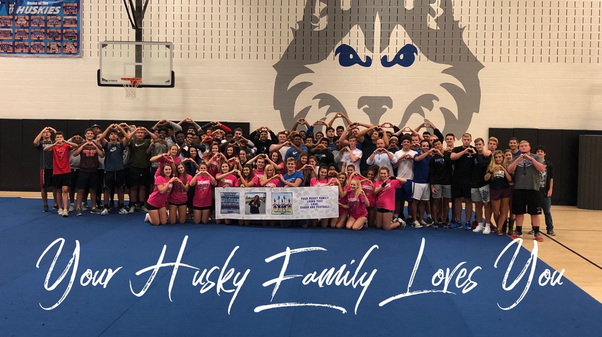 We love you Mrs. Dombrowski 💙 @TuskyFootball and <a href="/TuskyCheer/">Tuscarora HS Cheer</a> are cheering you on for a speedy recovery! Your Husky family loves you! 📣🏈 #onehuskyfam