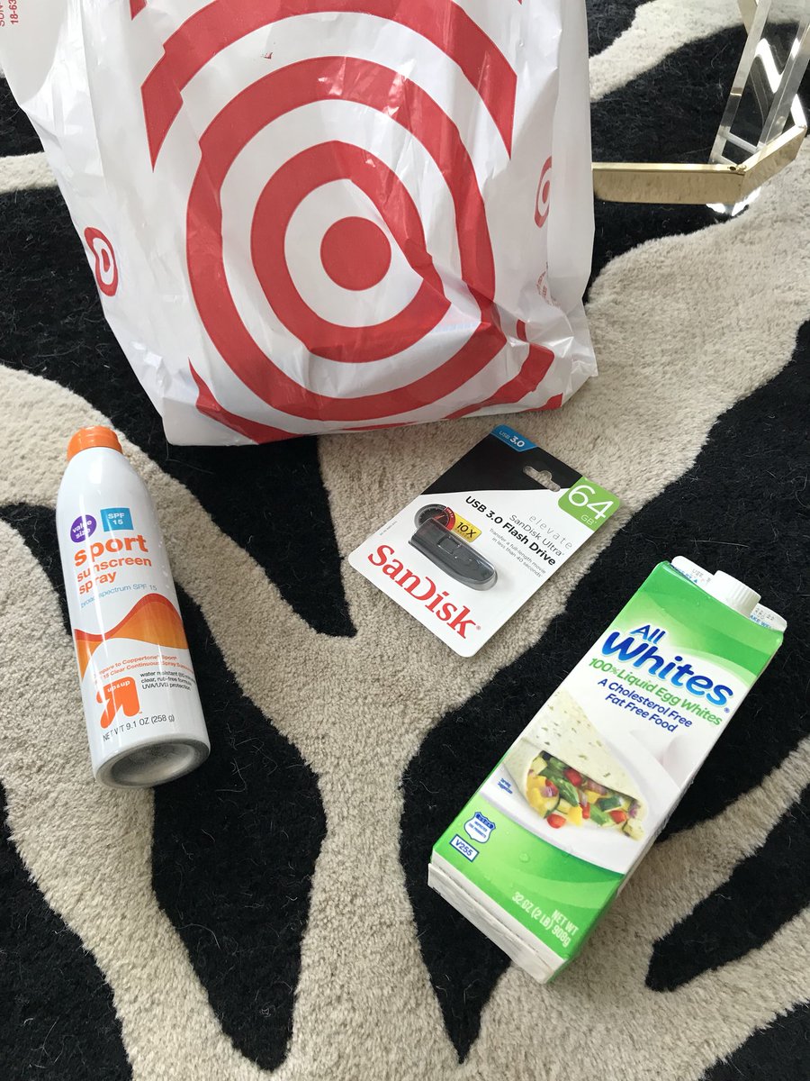 svensundgaard's tweet photo. Gotta Love trips to Target! Where else can you come home with sun screen, a flash drive, & egg whites?! 🤣 #Target #targay #tripessentials #africa #zebrarug https://t.co/07t36mhVes