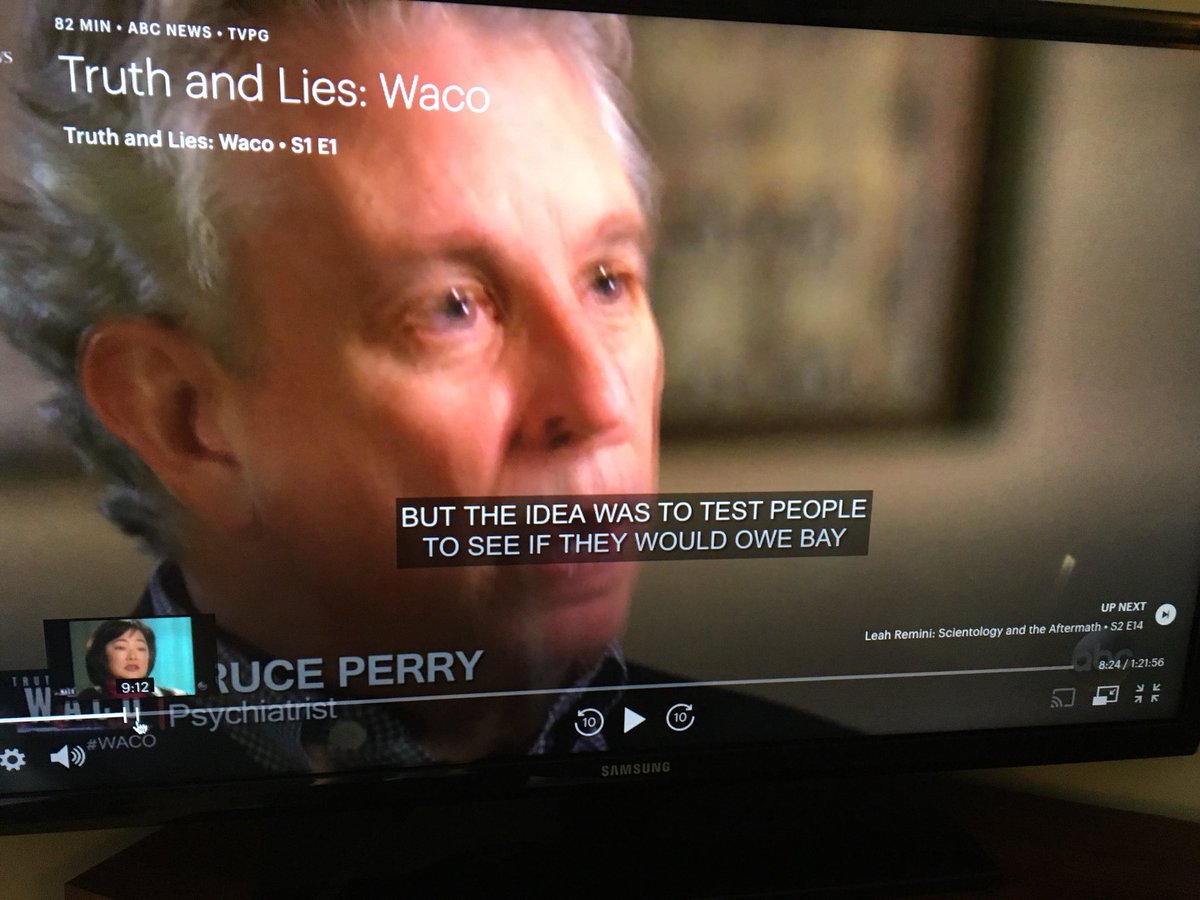 ElenaKSays's tweet photo. A quick look at what pains me about #ClosedCaptioning, at least ten times per #tv or #news program....

“The idea was to test people to see if they would owe bay” [vs. obey?] (in a doc re: #Cults?!)....clearly using #AI to #transcribe. 

THIS is why we still need human #editors. https://t.co/ml8YshpsjM