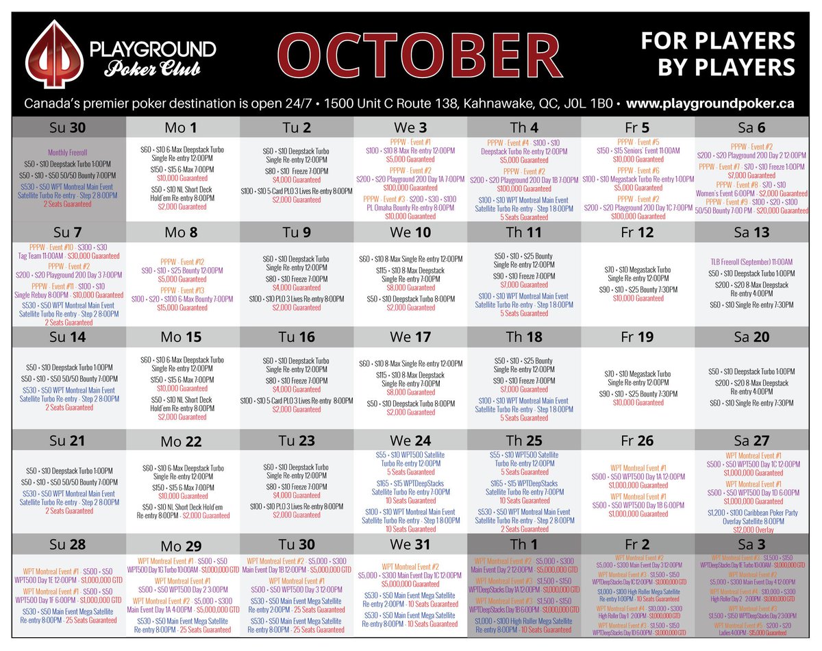 Playground Poker on Twitter "Have you checked out our October