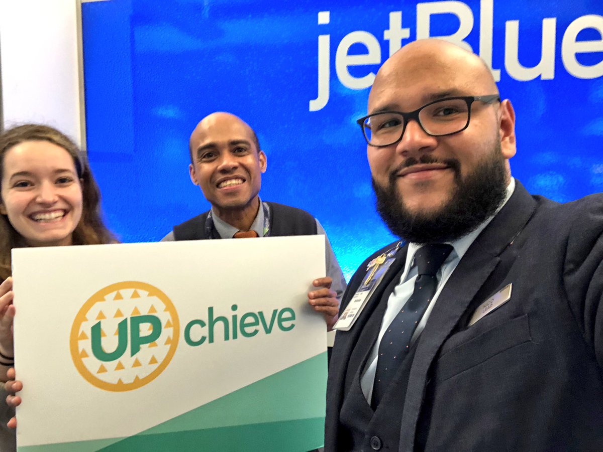 UPchieve's tweet photo. Thank you so much to @JetBlue for making it possible for UPchieve to fly to and from the @FfwdOrg Demo Days in SF! I’m on the final leg of my journey and loving every minute of it. Great movies, snacks, and people (like Jetbluer #00films at the SF gate!) #FFWD18 https://t.co/zTN6Q9PrVN