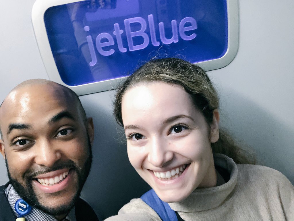 UPchieve's tweet photo. Thank you so much to @JetBlue for making it possible for UPchieve to fly to and from the @FfwdOrg Demo Days in SF! I’m on the final leg of my journey and loving every minute of it. Great movies, snacks, and people (like Jetbluer #00films at the SF gate!) #FFWD18 https://t.co/zTN6Q9PrVN