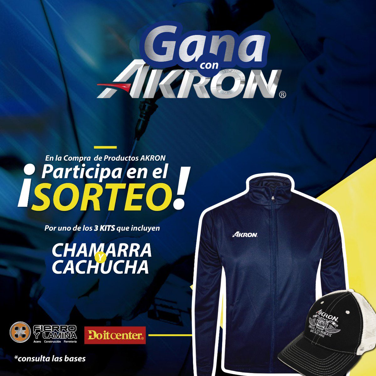 FierroyLamina's tweet photo. Con AKRON puedes ganar. En la compra de cualquier producto Akron participas en la rifa de unos de los 3 kits de chamarra y cachucha.
Anota tus datos en tu ticket y depositalo en la urna.
*Válido en las ciudades de Los Mochis, Guasave y El Fuerte.
#DoitCenter #FierroYLámina #Akron https://t.co/f5ahe71I6k