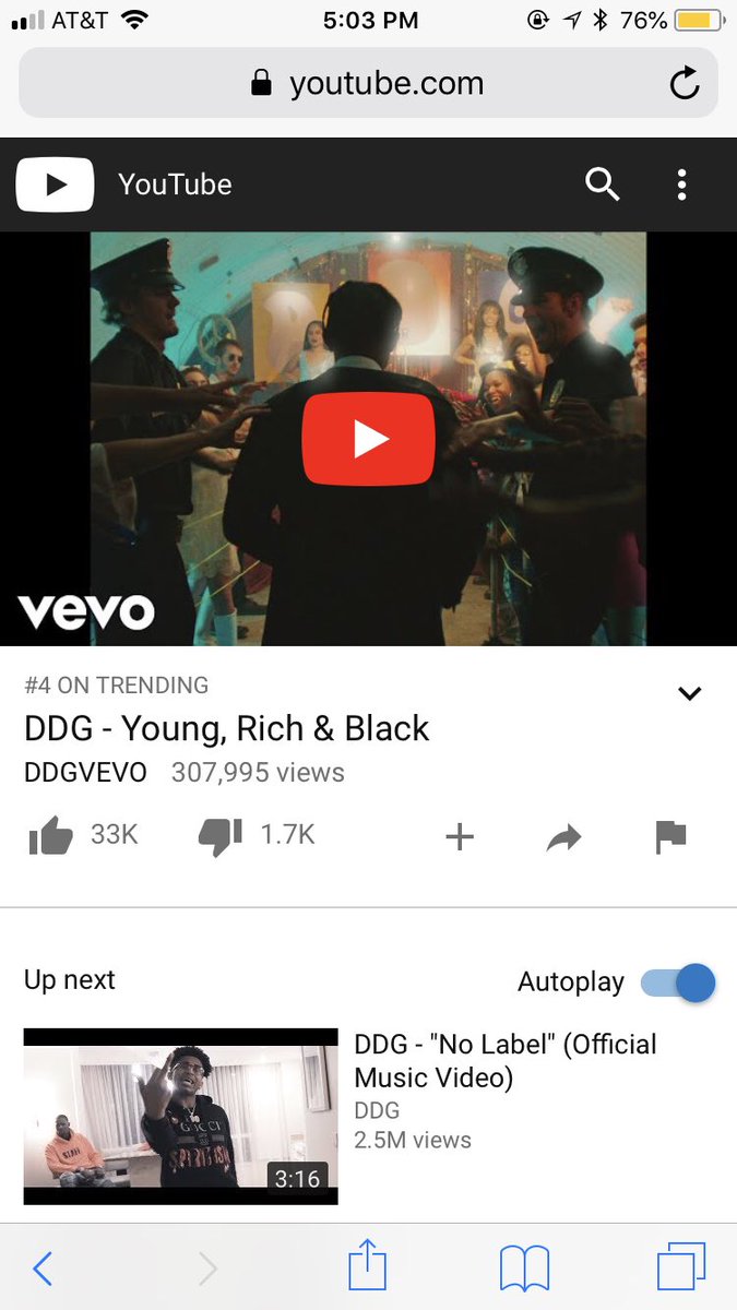 The music video we shot was #4 on trending! Help us get to 1 million views! <a href="/PontiacMadeDDG/">DDG</a>  #DDG #YoungRichandBlack #newmusic #viral #trending