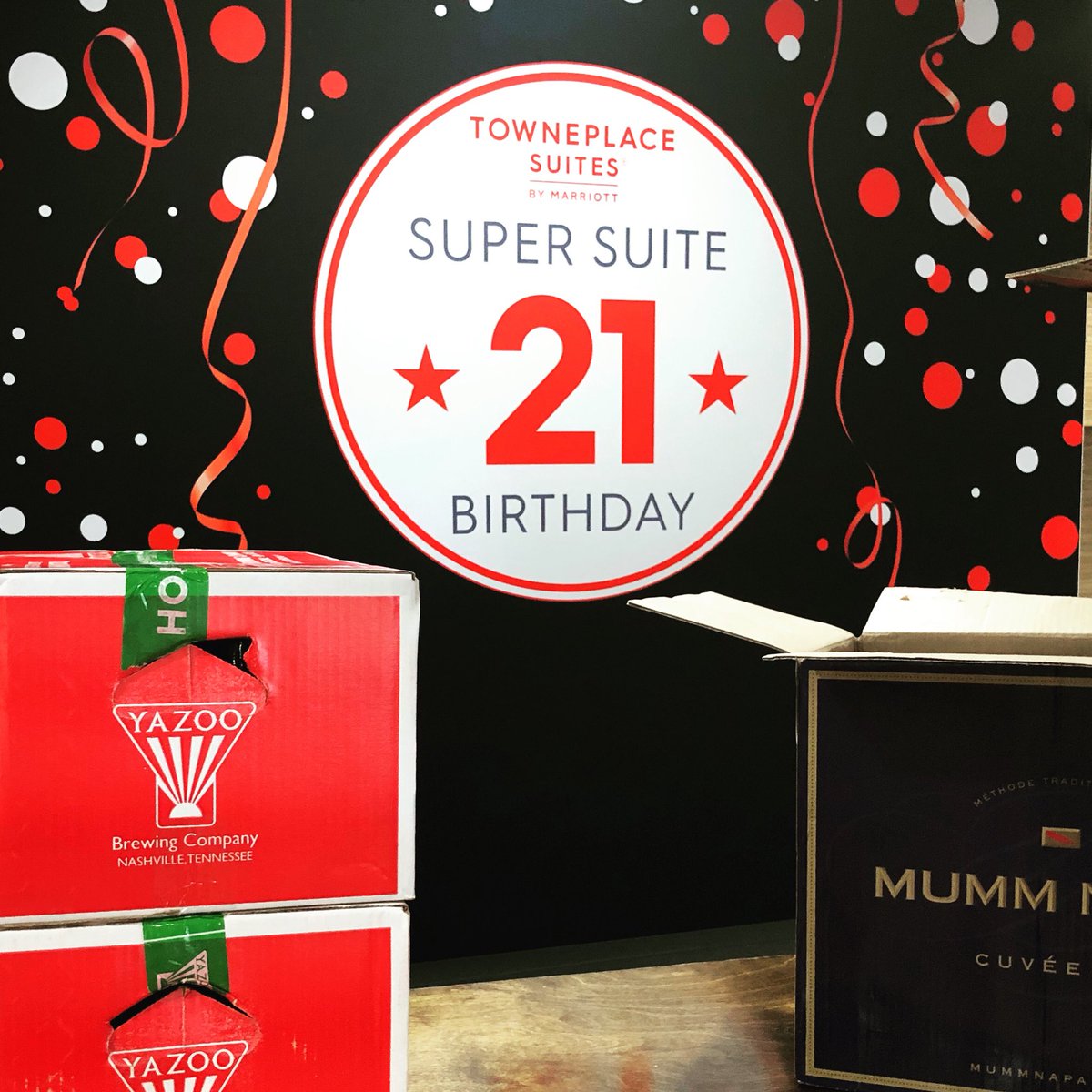 HitTheRoadMike's tweet photo. Look who’s turning 21!  Bottles are about to pop tonight in Music City!!! @TownePlace https://t.co/y2epiG6UhQ