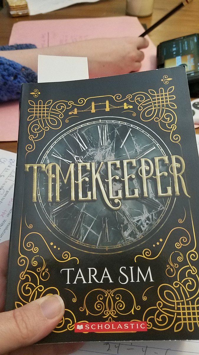 Edenza's tweet photo. I picked this book for Holden off his Scholastic sheet. The first chapter was mesmerizing and now he's gonna have to fight me for it. On to chapter 2...
#timekeeperseries by @EachStarAWorld https://t.co/BOvn5muG7d