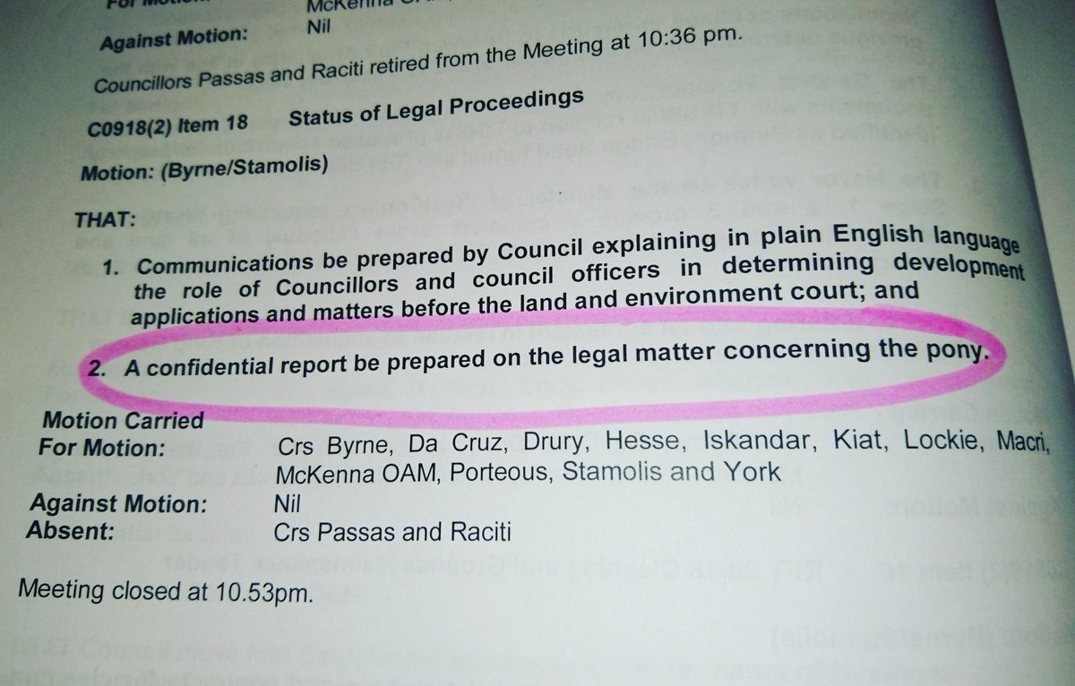 paulinelockie's tweet photo. What a splendidly worded @IWCouncil #meeting resolution #pony #summerhill #innerwest #innerwestcouncil #sydney #localgovernment #legal https://t.co/zMRPUH0BXv