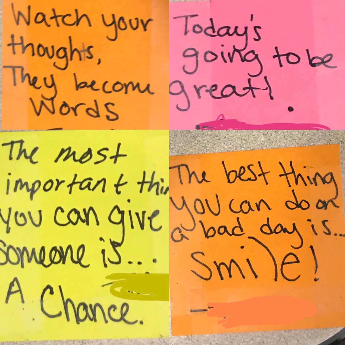 858inthe253's tweet photo. One of my students wrote an encouraging note for every seat in my room.
What warms my heart is to see that this came from a student who made lots of poor choices last year, and now is seeing the power of being #chracterstrong #everybodyleads https://t.co/pLtkCZSgYd
