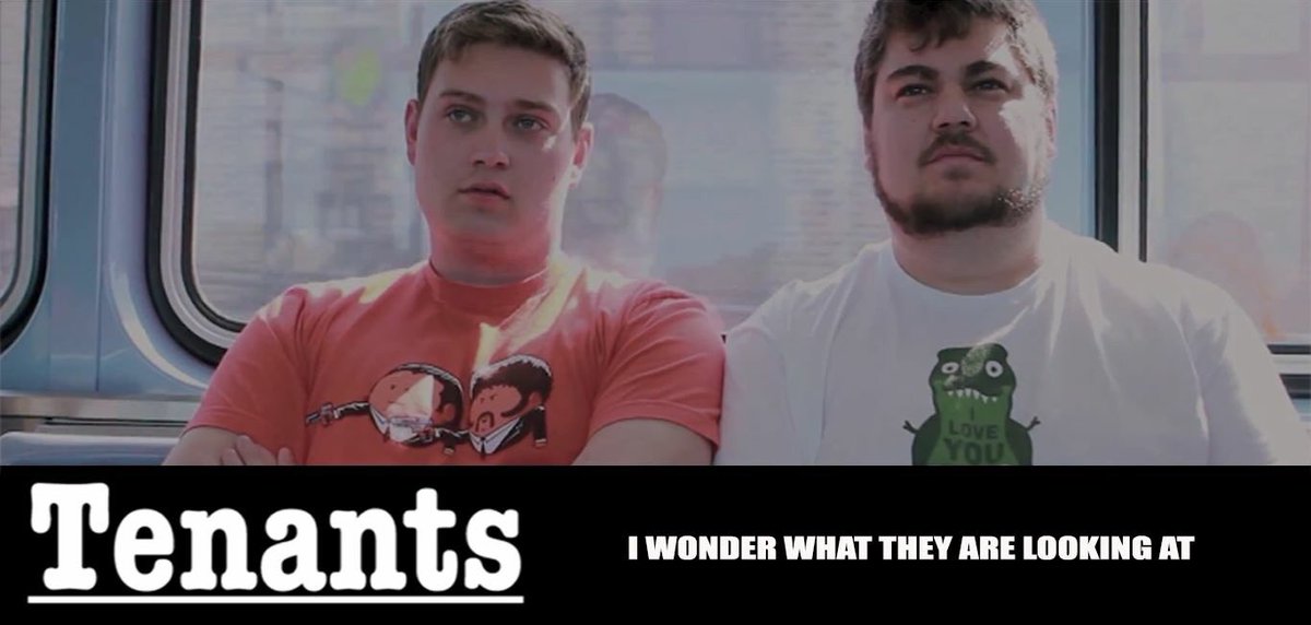 tenantsseries's tweet photo. What are they looking at? Where are they going?! Where am I!?! Come check out the brand new cut of the pilot that started it all! https://t.co/e7cjK633AM #webseries #comedy #funnystuff #Tenants https://t.co/dSKfyTUCzR