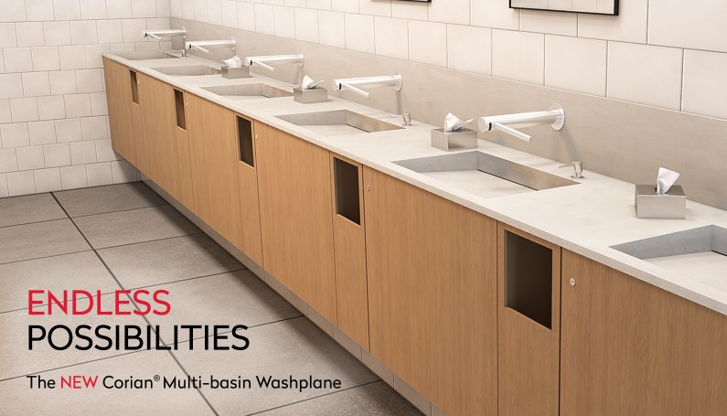 New Corian® Washplanes represent the epitome of linear design, form and function. bit.ly/2xF49Bc  #corian #casfsurfaces