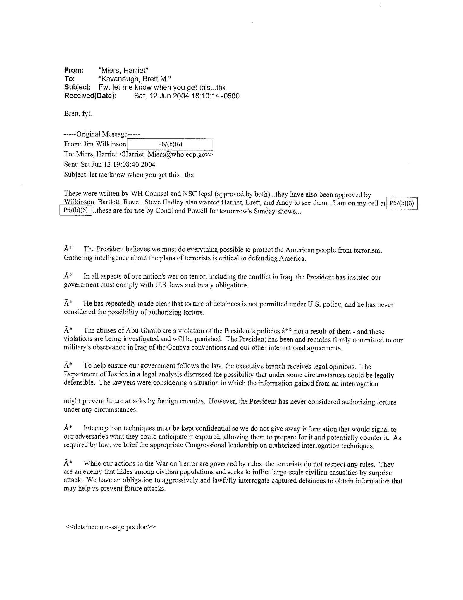 Sen Patrick Leahy Ex 5b D Emails Also Show That Kavanaugh Prepped The Ag For A Hearing On Post 9 11 Detention Policies Was Looped In On Legal Questions Regarding Detention Was