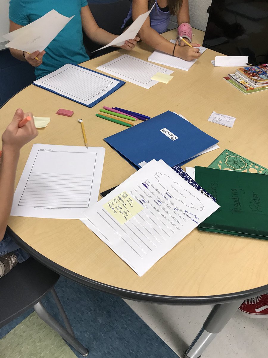 BrownWKE's tweet photo. Ss worked hard to to revise their narratives using the writing checklist and exemplars with a little help from our special flair pen and post-it revision tools! #TCRWP #lex1literacy @WhiteKnollElem  #FutureReady https://t.co/AHWnWxReWs