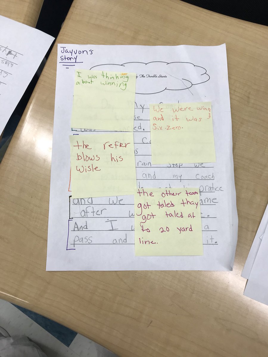 BrownWKE's tweet photo. Ss worked hard to to revise their narratives using the writing checklist and exemplars with a little help from our special flair pen and post-it revision tools! #TCRWP #lex1literacy @WhiteKnollElem  #FutureReady https://t.co/AHWnWxReWs