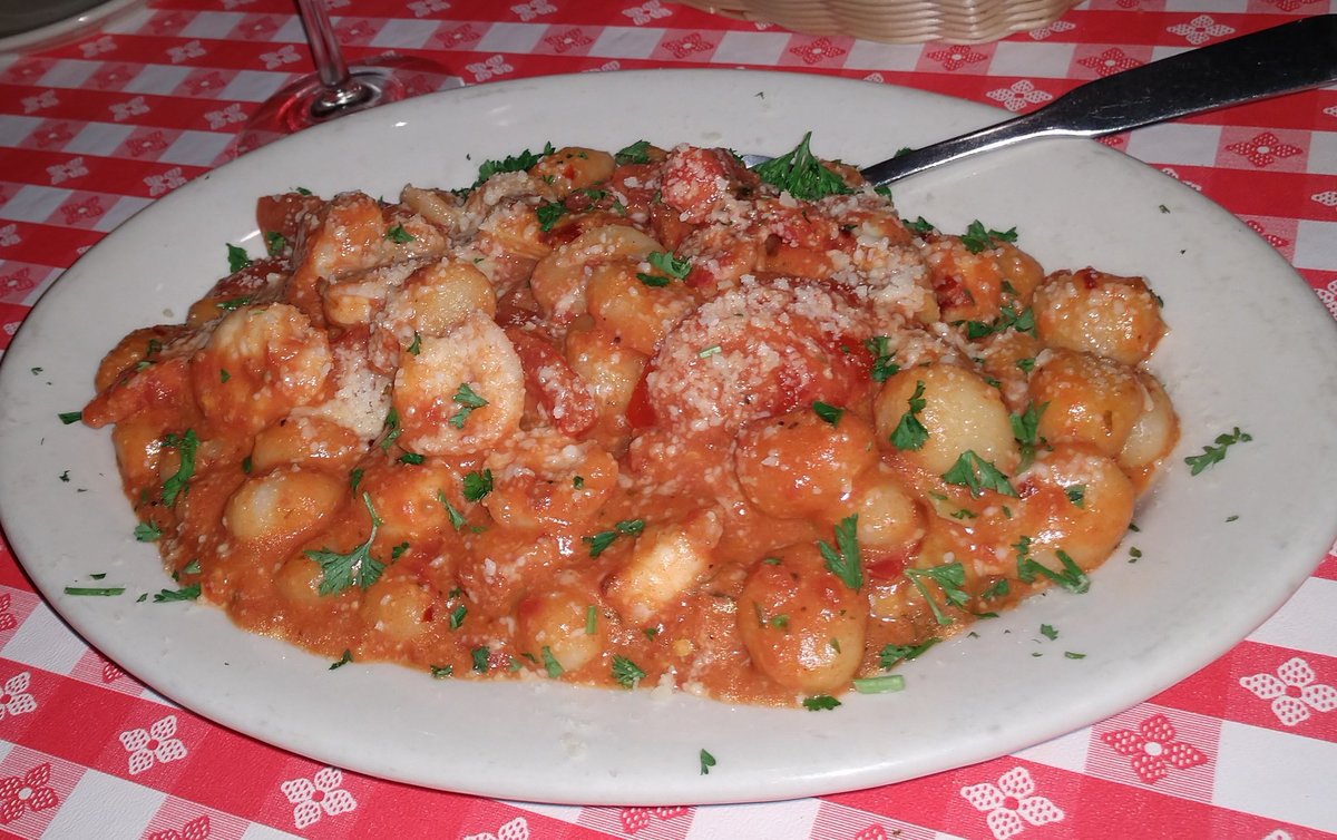 #Gnocchi with #Palomino #Sauce #RedPepperFlakes #ArtichokeHearts #Shrimp #Tomatoes #Food #Foodie #FoodPorn #FoodGasm #Luigis #LakeStClair #PureMichigan #HarrisonTownship #Jefferson