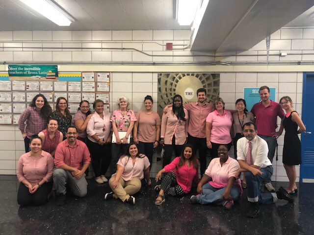 BronxLatin's tweet photo. On Wednesdays Bronx Latin teachers wear PINK! Help our math teachers take their students to @MeanGirlsBway so they can #DoThisThing. #MeanGirls #MeanGirlsDay #October3rd #TheLimitDoesNotExist #SoFetch @MeanGirls @ashleyparklady @elhenningsen @taylizlou @macandcheech @MrMedlin https://t.co/zFP5X9lkKw